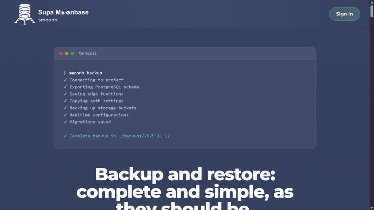 Illustrative terminal demonstration on the public smoonb website