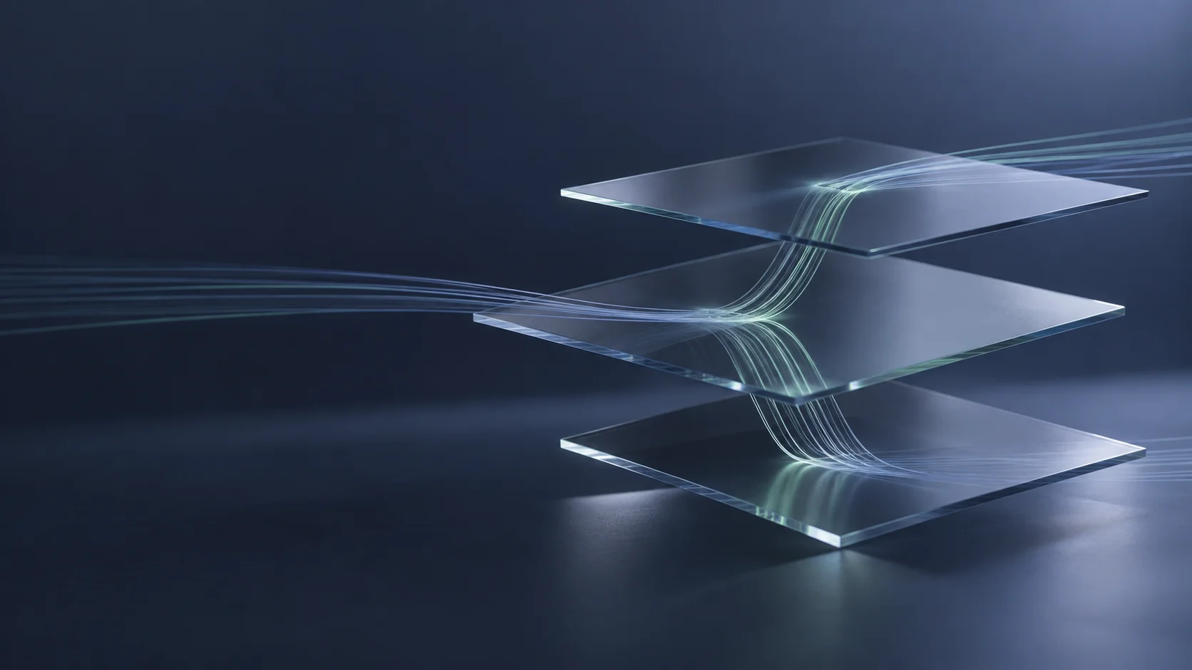 Abstract dark-blue composition of layered digital connections